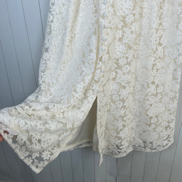 Baltic Born size S Lace maxi dress off white short sleeve v-neck lined bridal - Picture 9 of 16